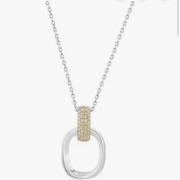 EFFY 14K Yellow Gold Plated Diamond Oval Pendant Necklace